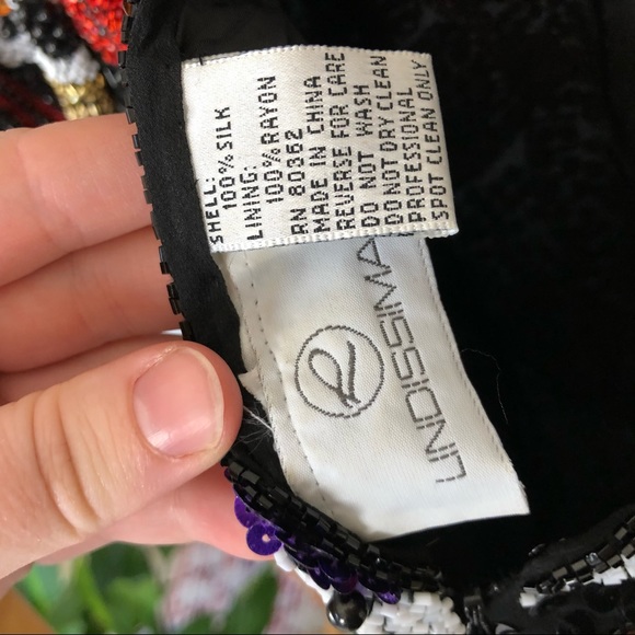 Vintage 80s Floral Sequin Formal Party Prom Dress - Picture 7 of 8